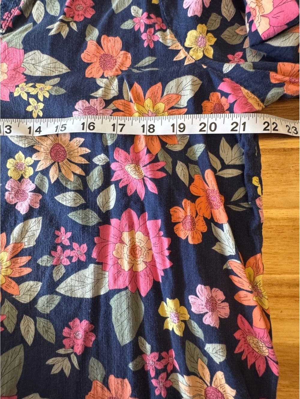St. John’s Bay Floral Hooded Top L Boho Cottagecore 3/4 Sleeve Tie Neck Cotton - Picture 5 of 9